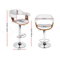 Artiss Bar Stool Gas Lift Leather Armrest White