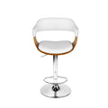 Artiss Bar Stool Gas Lift Leather Armrest White