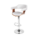 Artiss Bar Stool Gas Lift Leather Armrest White