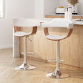 Artiss 2x Bar Stools Gas Lift Leather White Armrest