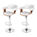 Artiss 2x Bar Stools Gas Lift Leather White Armrest