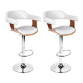 Artiss 2x Bar Stools Gas Lift Leather White Armrest