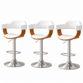 Artiss Bar Stools X3 Kitchen Counter Chair Gas Lift Swivel PU Selina White