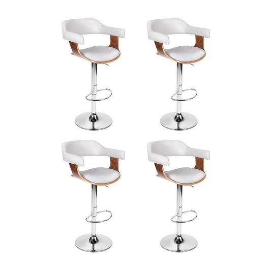 Artiss Bar Stools Gas Lift Leather Armrest White x4