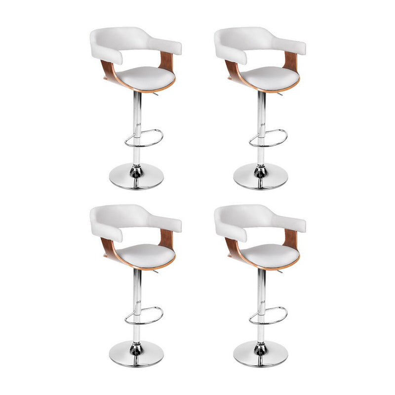 Artiss Bar Stools Gas Lift Leather Armrest White x4