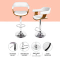 Artiss Bar Stools Gas Lift Leather Armrest White x4