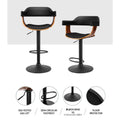 Artiss Bar Stools Gas Lift Leather Armrest Black