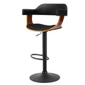 Artiss Bar Stools Gas Lift Leather Armrest Black