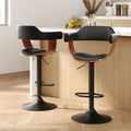 Artiss Bar Stool Pair Gas Lift Leather Armrest Black