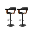 Artiss Bar Stool Pair Gas Lift Leather Armrest Black