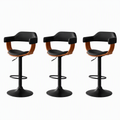 Artiss Bar Stools X3 Kitchen Counter Chair Gas Lift Swivel PU Selina All Black