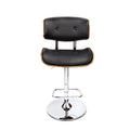 Artiss Bar Stools Gas Lift Leather Black 75cm
