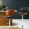 Artiss Bar Stools Gas Lift Leather Black 75cm