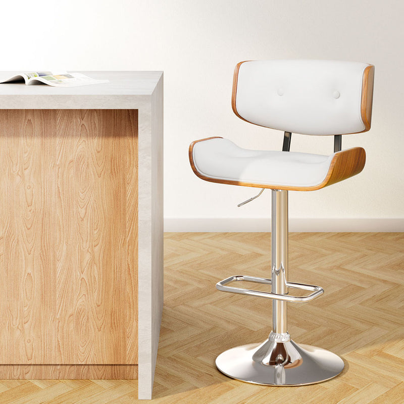 Artiss Bar Stool Gas Lift White Leather