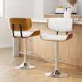 Artiss Bar Stools 2 Piece Gas Lift White Leather