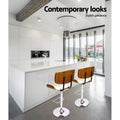 Artiss Bar Stools 2 Piece Gas Lift White Leather