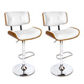 Artiss Bar Stools 2 Piece Gas Lift White Leather