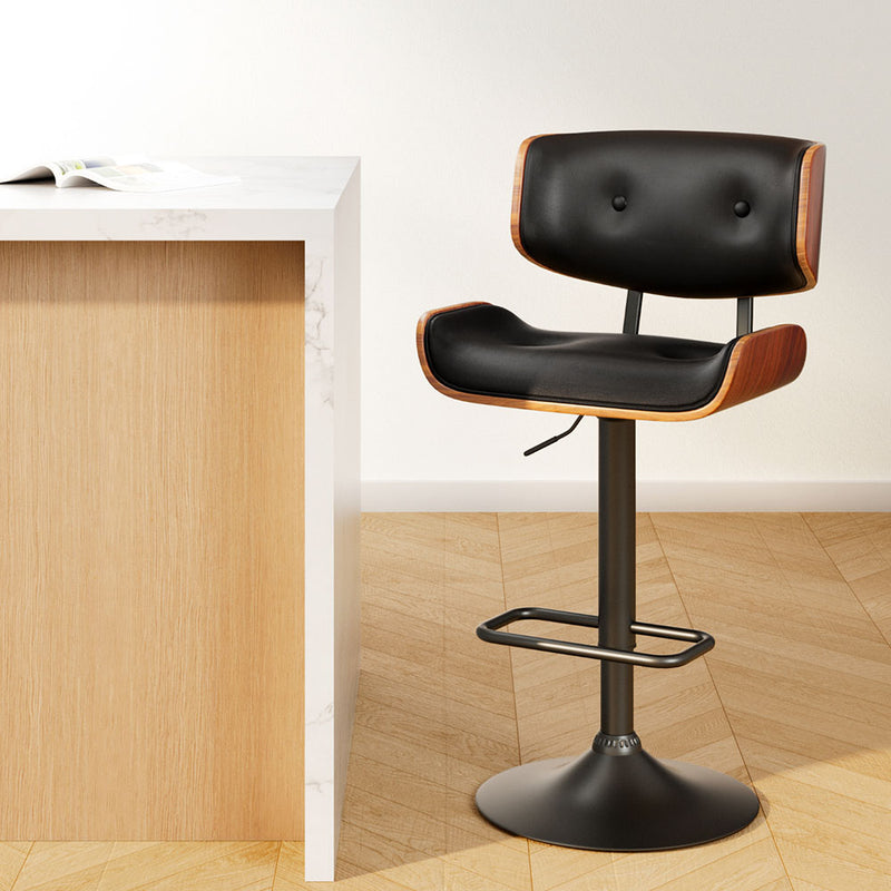 Artiss Bar Stools Gas Lift Black Leather