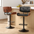 Artiss Bar Stools Gas Lift Leather Black 2x