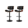 Artiss Bar Stools Gas Lift Leather Black 2x