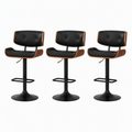 Artiss Bar Stools X3 Kitchen Counter Chair Gas Lift Swivel PU Cherry All Black
