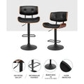 Artiss Bar Stools X3 Kitchen Counter Chair Gas Lift Swivel PU Cherry All Black