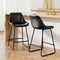Artiss Bar Stool Leather Metal Kitchen Counter Chair Black x2