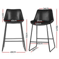 Artiss Bar Stool Leather Metal Kitchen Counter Chair Black x2