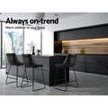 Artiss Bar Stool Leather Metal Kitchen Counter Chair Black x2
