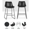 Artiss Bar Stool Leather Metal Kitchen Counter Chair Black x2