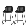 Artiss Bar Stool Leather Metal Kitchen Counter Chair Black x2