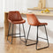 Artiss 2x Brown Leather Bar Stools Kitchen Counter Height Metal Legs