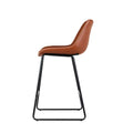 Artiss 2x Brown Leather Bar Stools Kitchen Counter Height Metal Legs