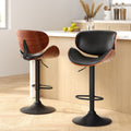 Artiss Bar Stools Leather Swivel Gas Lift Kitchen x2 Black