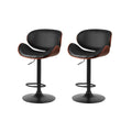 Artiss Bar Stools Leather Swivel Gas Lift Kitchen x2 Black