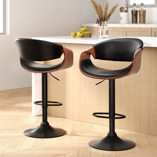 Artiss 2x Bar Stools Gas Lift Leather Armrest