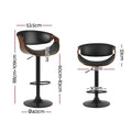 Artiss 2x Bar Stools Gas Lift Leather Armrest
