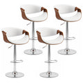 Artiss 4x Bar Stools Counter Chair Ambrus Swivel Adjustable Bentwood PU White