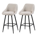 Artiss Bar Stools Set of 2 Linen Upholstered Counter Chairs with Back Padded Seat Beige