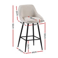 Artiss Bar Stools Set of 2 Linen Upholstered Counter Chairs with Back Padded Seat Beige