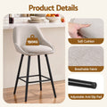 Artiss Bar Stools Set of 2 Linen Upholstered Counter Chairs with Back Padded Seat Beige