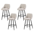 Artiss Bar Stools Set of 4 Linen Upholstered Counter Chairs with Back Padded Seat Beige