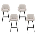 Artiss Bar Stools Set of 4 Linen Upholstered Counter Chairs with Back Padded Seat Beige