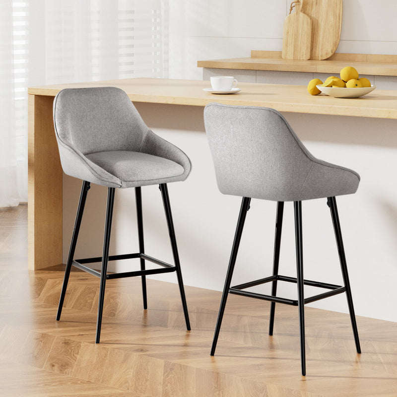 Artiss 2x Upholstered Bar Stools Counter Kitchen Dining Chairs