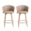 Artiss Wooden Bar Stools Set of 2 Swivel Kitchen Counter Stools Chair 66cm Khaki