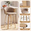 Artiss Wooden Bar Stools Set of 2 Swivel Kitchen Counter Stools Chair 66cm Khaki