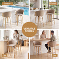 Artiss Wooden Bar Stools Set of 2 Swivel Kitchen Counter Stools Chair 66cm Khaki