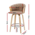 Artiss Wooden Bar Stools Set of 4 Swivel Kitchen Counter Stools Chair 66cm Khaki