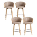 Artiss Wooden Bar Stools Set of 4 Swivel Kitchen Counter Stools Chair 66cm Khaki