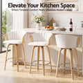 Artiss Wooden Bar Stools Set of 3 Swivel Kitchen Counter Stools Chair 66cm